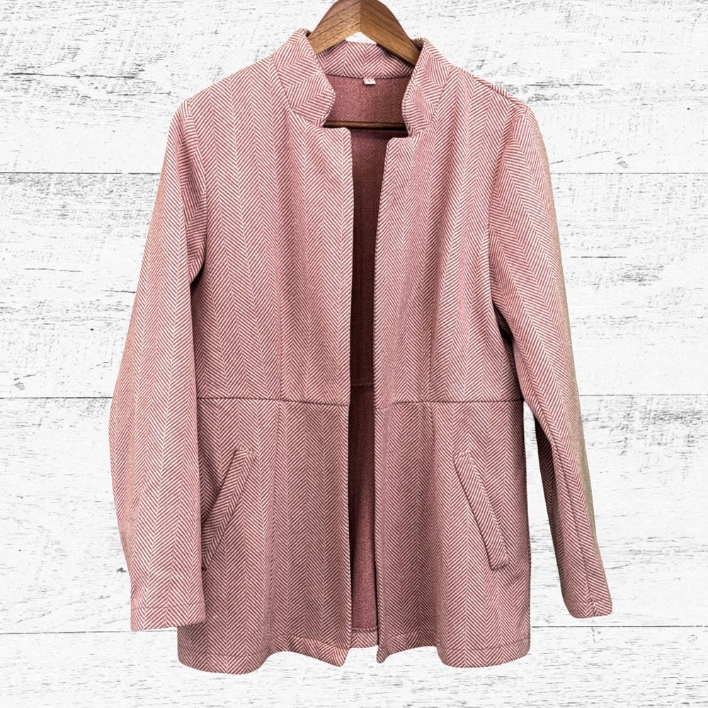 Women's Pink Herringbone Blazer